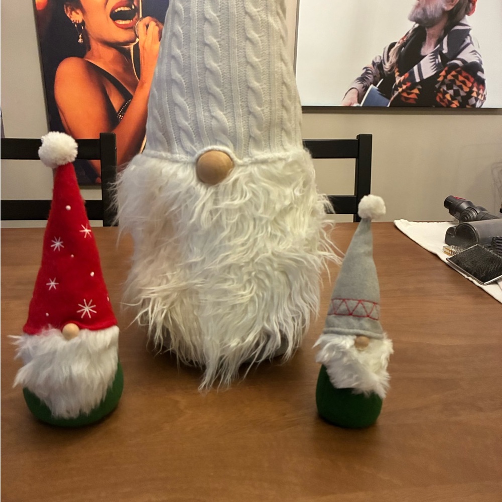 Festive Gnome Trio with Red, White, and Gray Hats